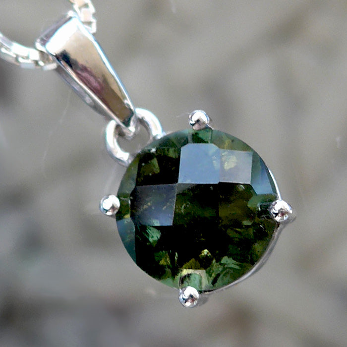Round Moldavite Gemstone Pendant