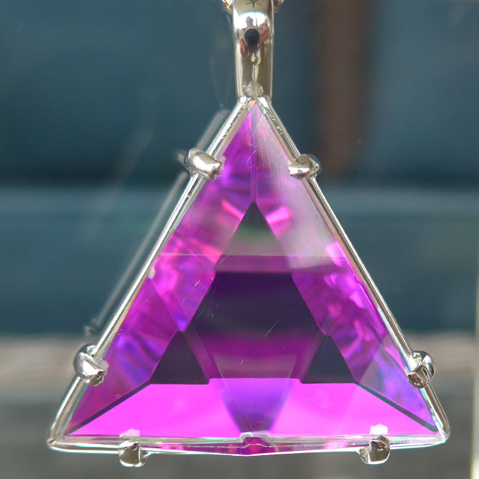 Super Size Clear Quartz Star of David with Magenta Dichroic Glass by Kings Amao