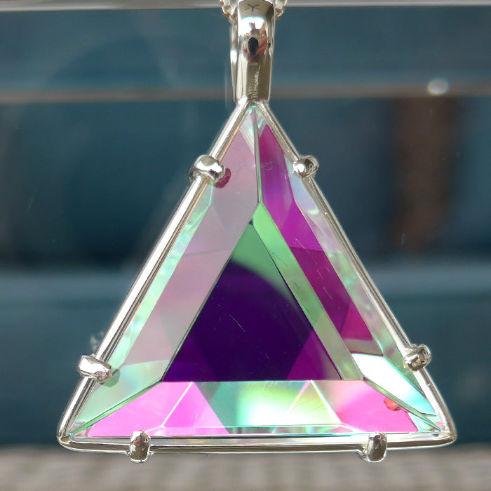 Super Size Clear Quartz Star of David with Magenta Dichroic Glass by Kings Amao