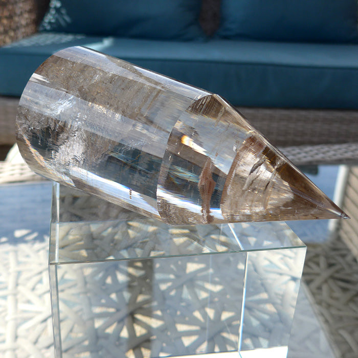 COLLECTOR'S ITEM: Fat Golden Rutile Quartz 144 Facet Vogel Wand by Ray Pinto