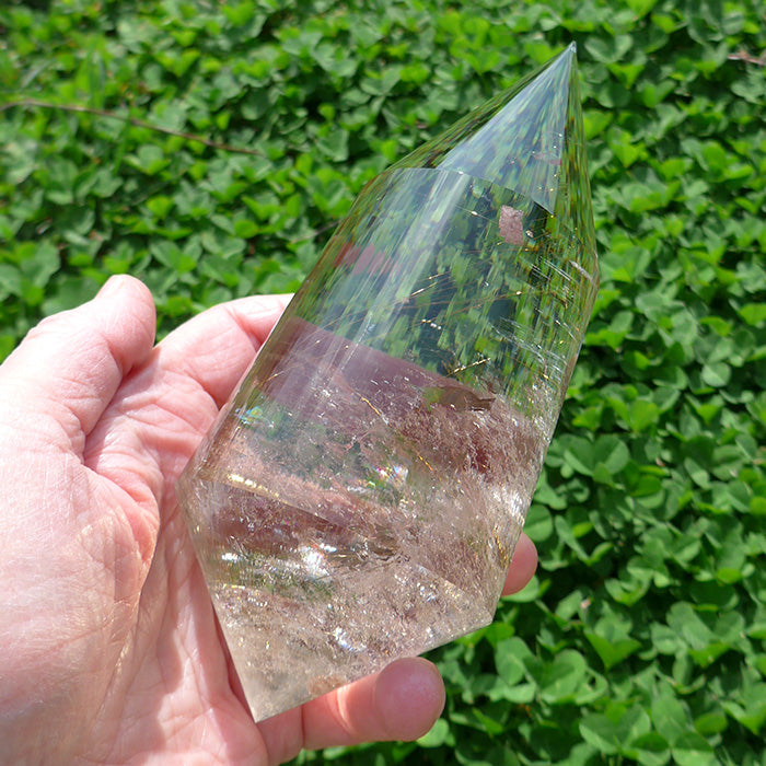 COLLECTOR'S ITEM: Fat Golden Rutile Quartz 144 Facet Vogel Wand by Ray Pinto