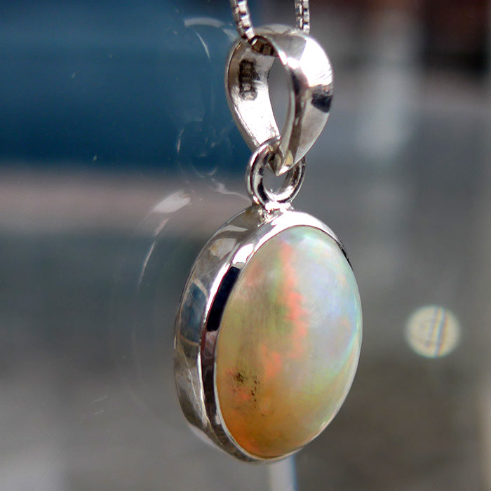 Flashy Oval Ethiopian Opal Pendant