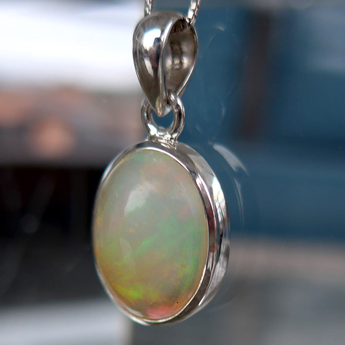 Flashy Oval Ethiopian Opal Pendant