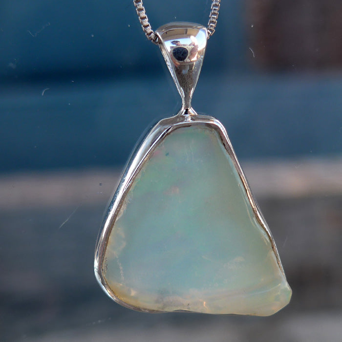 Multicolored Ethiopian Opal Triangular Pendant