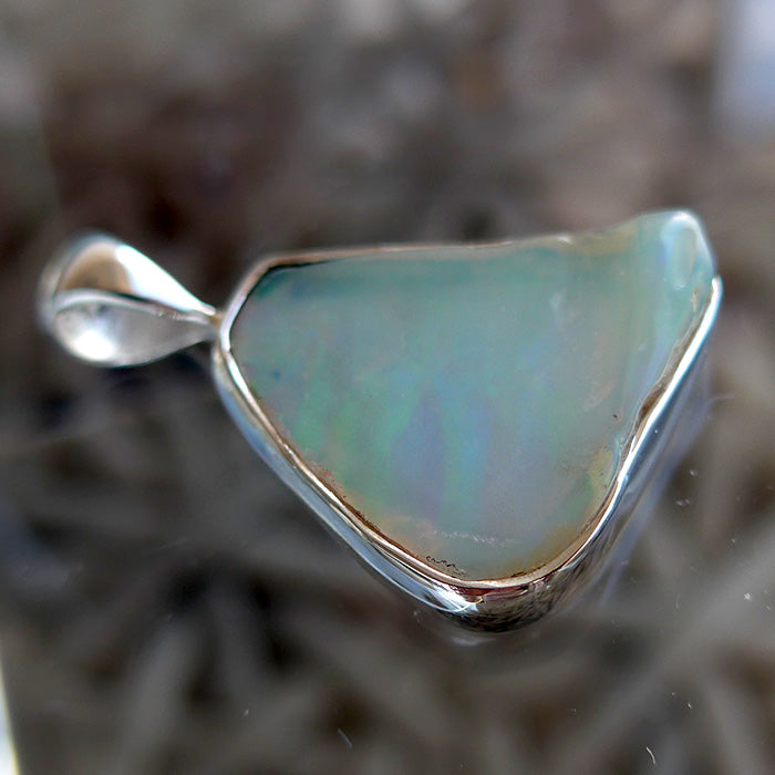 Multicolored Ethiopian Opal Triangular Pendant