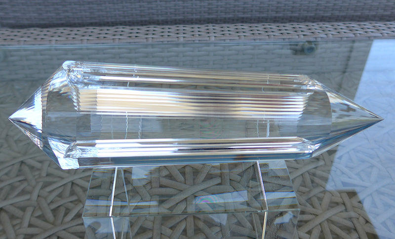 Triangular 3 Convex Channel 6 Gate Master Cut 72 Facet Golden Dolphin Osiris Vogel Phi Crystal Healing Wand