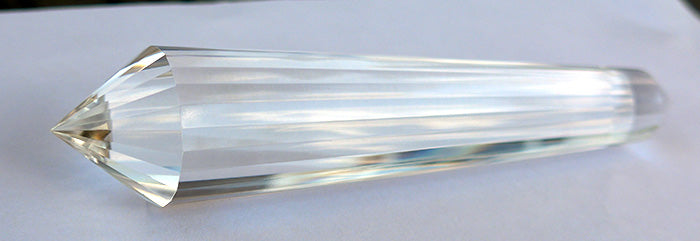 24 Sided Pale Himalayan Citrine Vogel Wand with Blue Rutile Cloud by David Zhuang