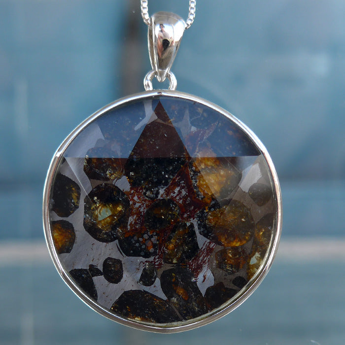 Large Star of David Cut Pallasite Pendant