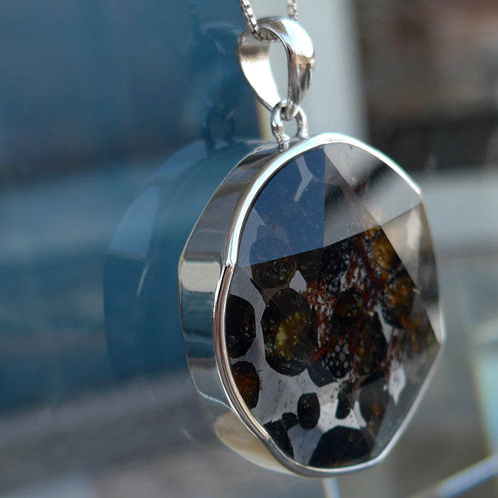 Large Star of David Cut Pallasite Pendant