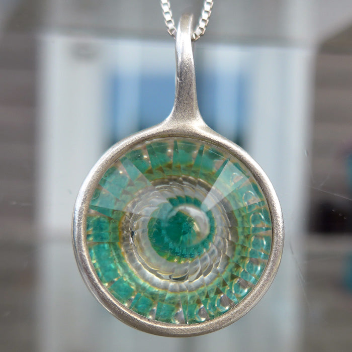 Paraiba Tourmaline Blue Green Wheel of Light Pendant by Brian Cook