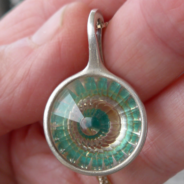 Paraiba Tourmaline Blue Green Wheel of Light Pendant by Brian Cook