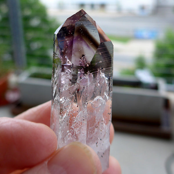 AAA Violet Splash Phantom Smoky Brandberg Amethyst Point