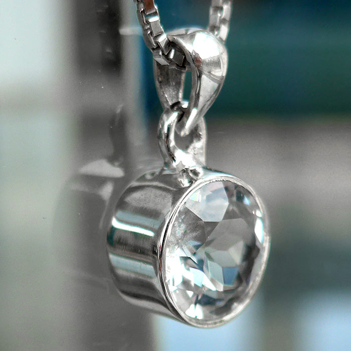 Petite Phenacite Round Gemstone Pendant