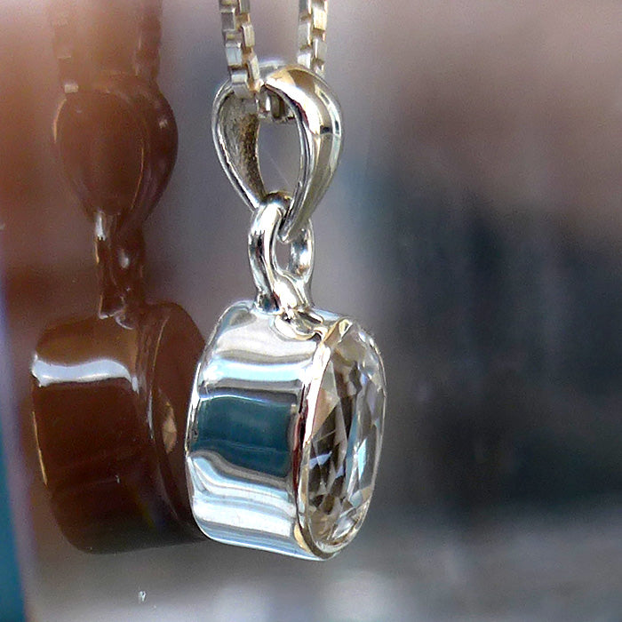 Brilliant Petite Oval Phenacite Pendant