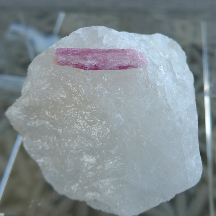 Pink Tourmaline Rod in Pale Aquamarine Matrix