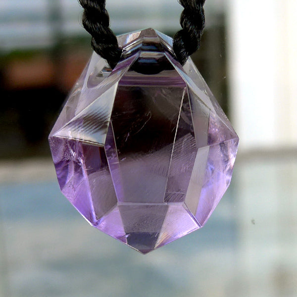 Luminous Rose de France Amethyst Art Deco Arrowhead Pendant by Lawrence Stoller