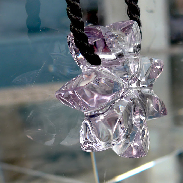 Ultra Clear Rose de France Amethyst Flower of Isis Pendant by Lawrence Stoller