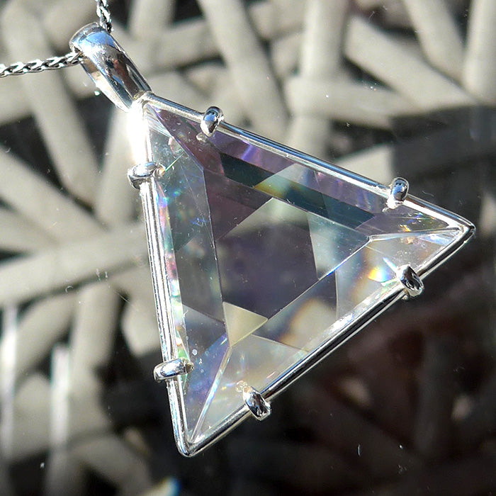 Super Size Clear Quartz Star of David with Rainbow Cloud Dichroic Glass by Kings Amao