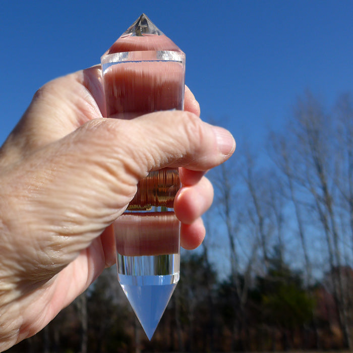 COLLECTOR'S ITEM: Slender 6 Flower Petal 144 Facet Vogel Phi Crystal Healing Wand by Ray Pinto