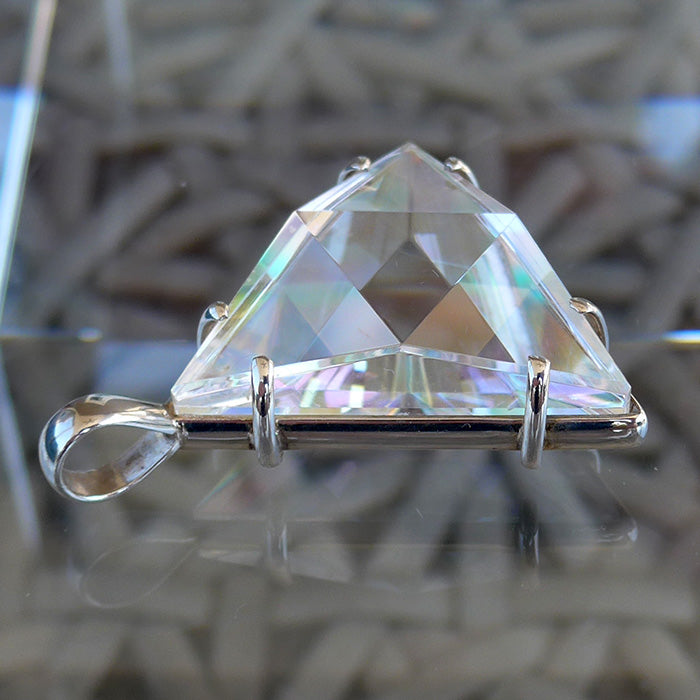 Super Size Clear Lemurian Quartz Star of David with Rainbow Cloud Dichroic Glass by Kings Amao