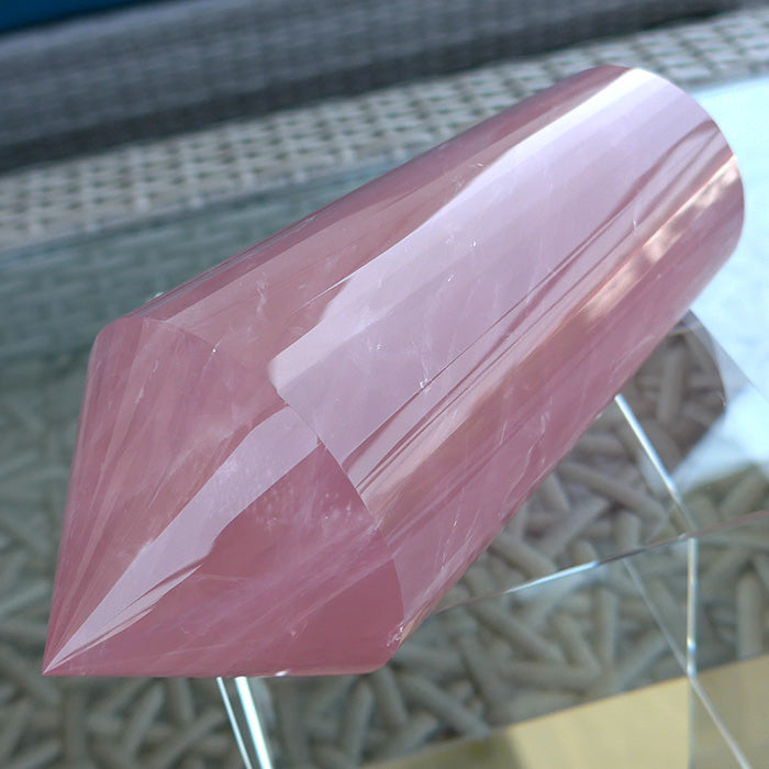 Giant 48 Sided Natural Rose Quartz Vogel Wand by David Zhuang