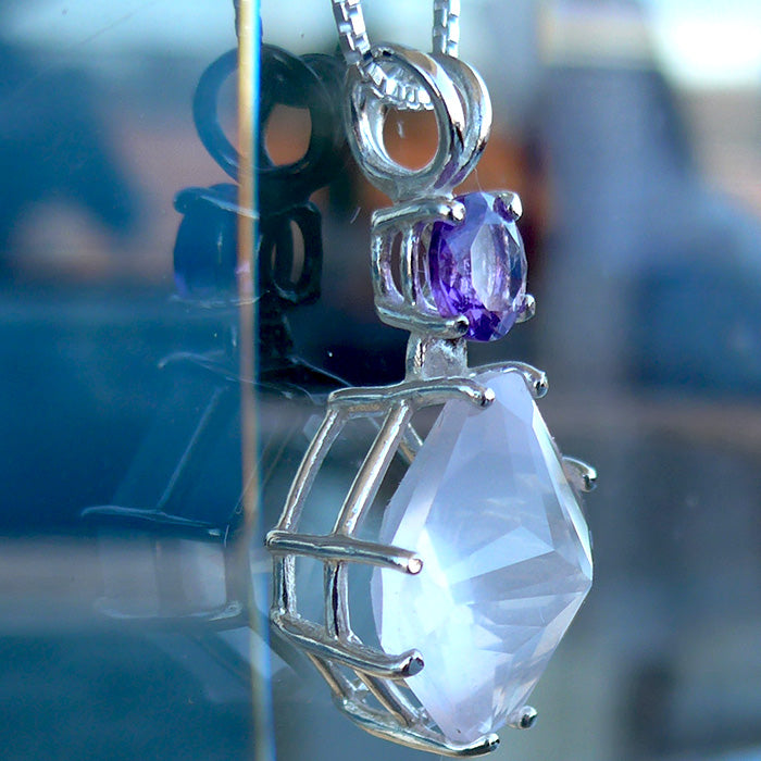 Rose Quartz Magician Stone with Amethyst Crown