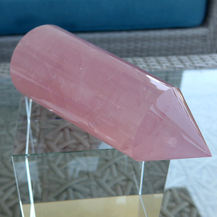 Giant 48 Sided Natural Rose Quartz Vogel Wand by David Zhuang