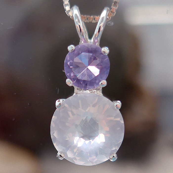 Rose Quartz Mini Radiant Heart with Ruby Lavender Crown