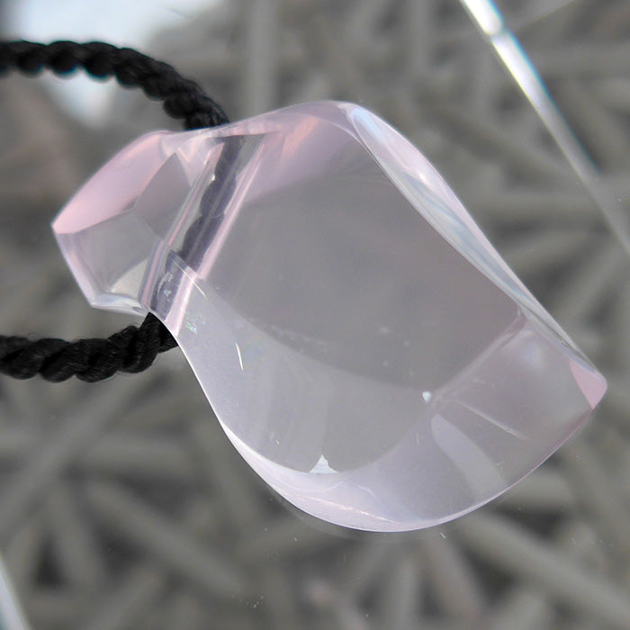 Large Art Deco Madagascar Rose Quartz Amphora Pendant by Lawrence Stoller