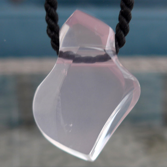 Large Art Deco Madagascar Rose Quartz Amphora Pendant by Lawrence Stoller