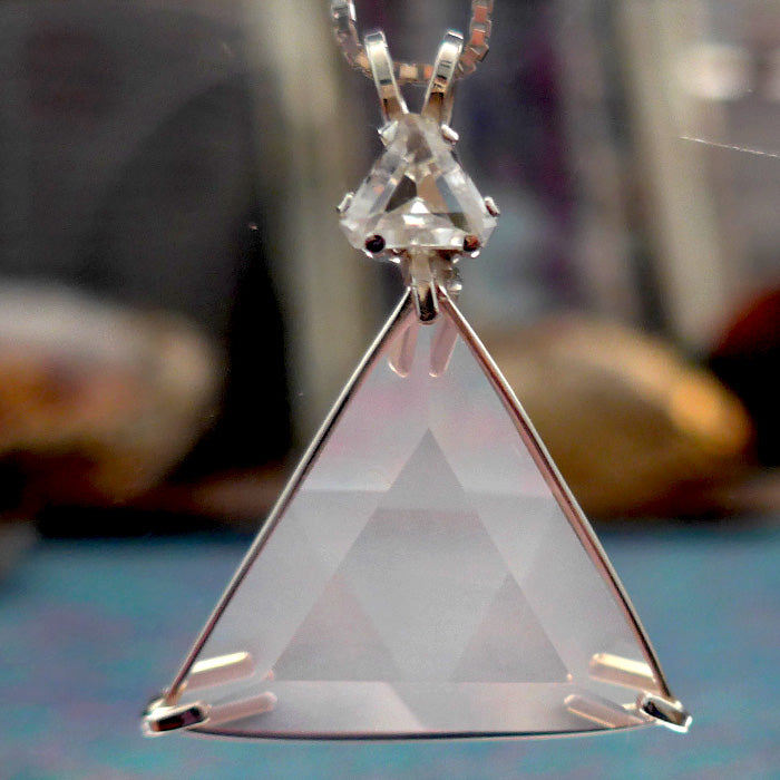 Rose Quartz Star of David Pendant with Trillion Phenacite Crown Rose Quartz Star of David Pendant with Trillion Phenacite Crown