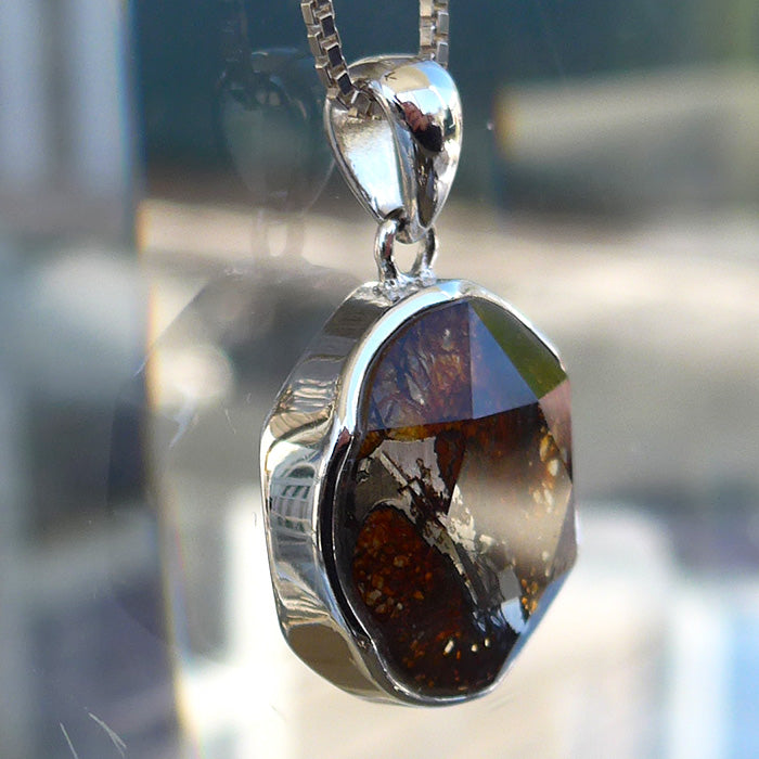 Round Pallasite Star of David Pendant