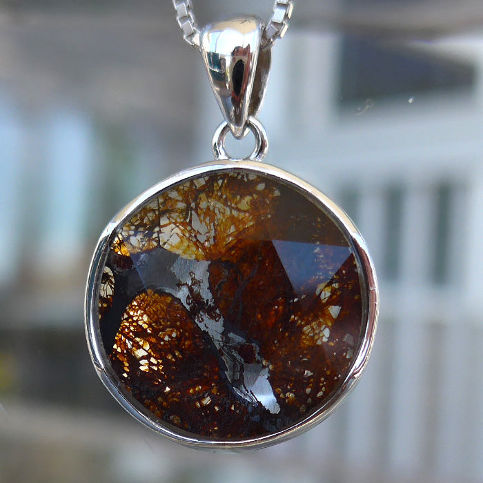 Round Pallasite Star of David Pendant