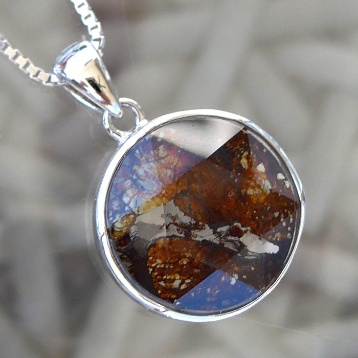 Round Pallasite Star of David Pendant