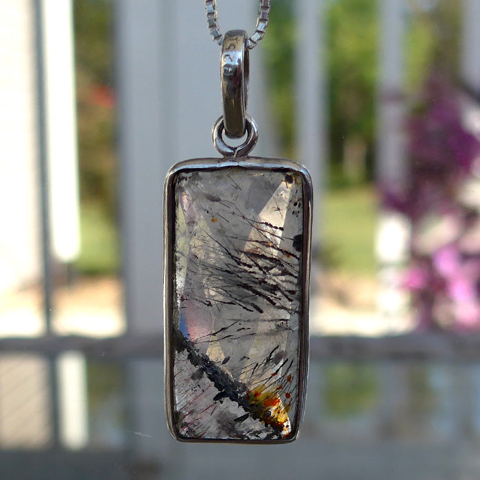 Faceted Espíritu Santo Rutilated Amethyst Pendant