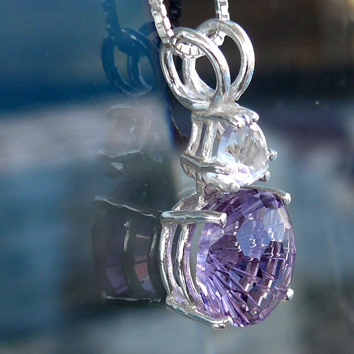 Amethyst Rose de France Super Nova with Clear Quartz Crown