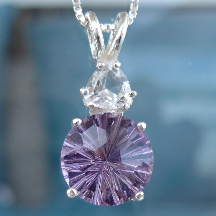 Amethyst Rose de France Super Nova with Clear Quartz Crown