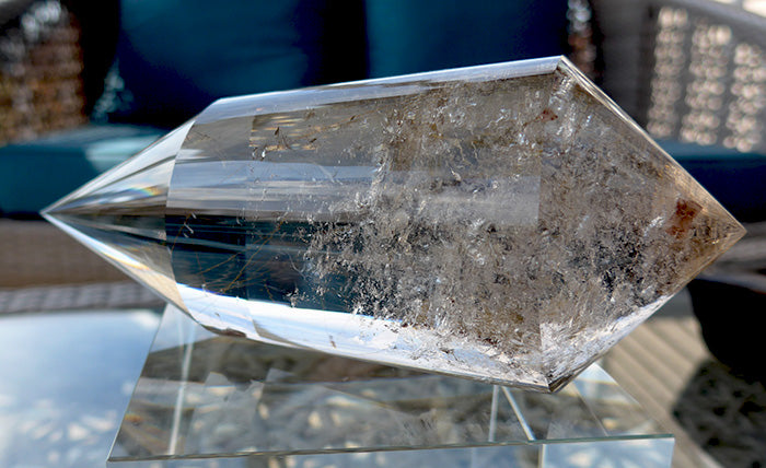 COLLECTOR'S ITEM: Fat Golden Rutile Quartz 144 Facet Vogel Wand by Ray Pinto