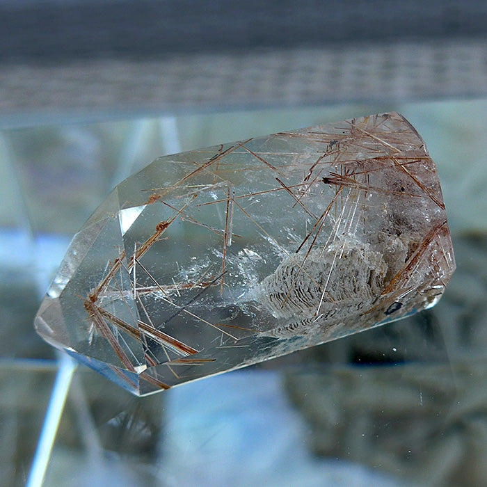 Clear Quartz Rutile Starburst Point with Chlorite