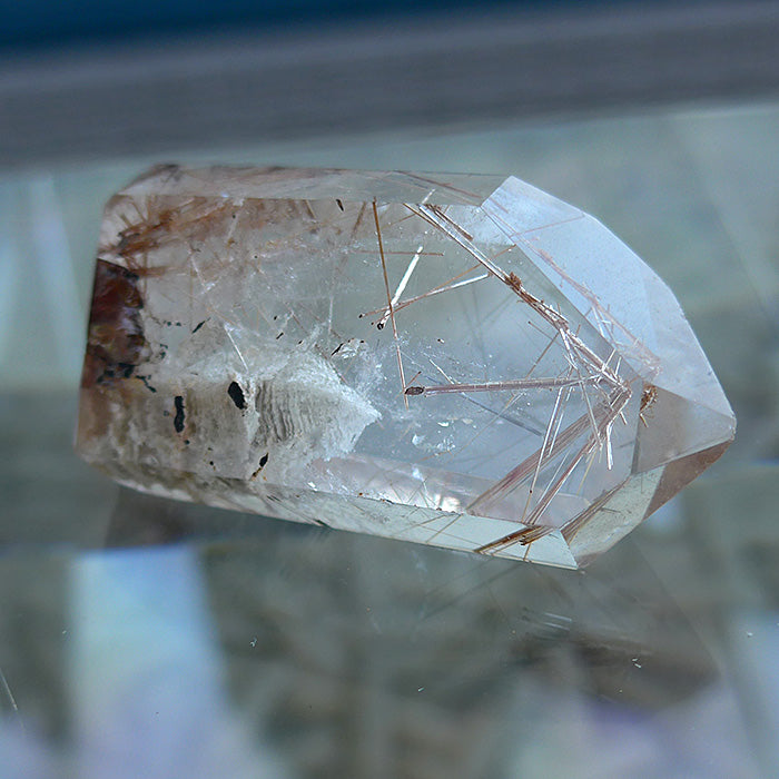 Clear Quartz Rutile Starburst Point with Chlorite