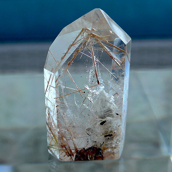 Clear Quartz Rutile Starburst Point with Chlorite