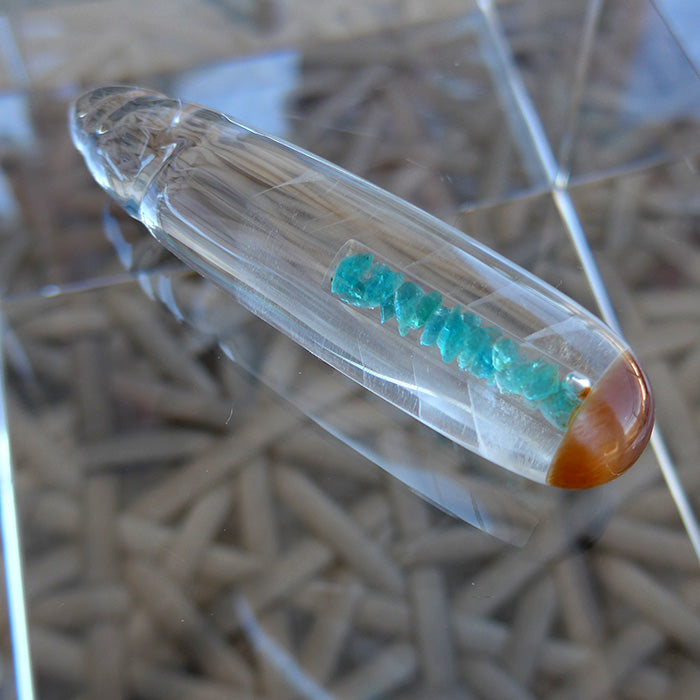 Phantom Quartz Sunstone Capped Paraiba Tourmaline Gemstone Energy Wand by Brian Cook