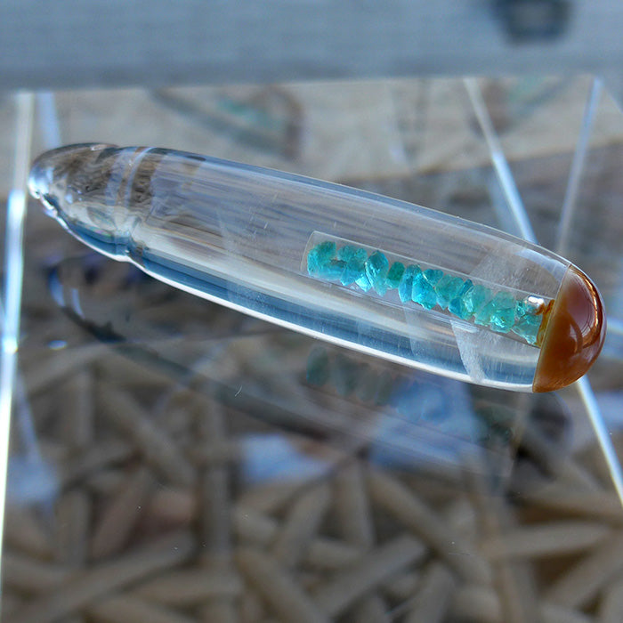 Phantom Quartz Sunstone Capped Paraiba Tourmaline Gemstone Energy Wand by Brian Cook