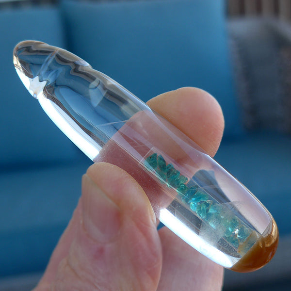 Phantom Quartz Sunstone Capped Paraiba Tourmaline Gemstone Energy Wand by Brian Cook