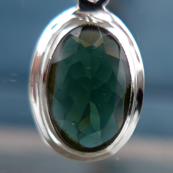 Sweet Faceted Oval Moldavite Pendant