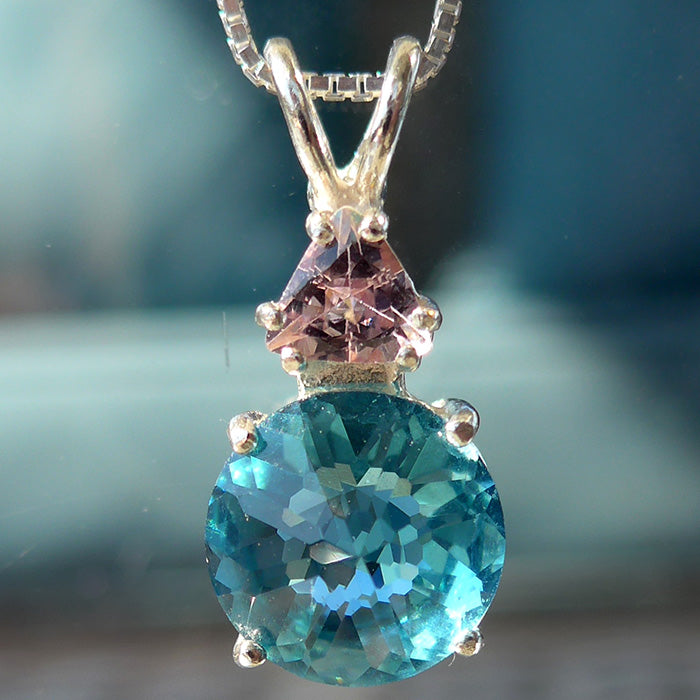 Tibetan Blue Obsidian Mini Radiant Heart with Pink Tourmaline