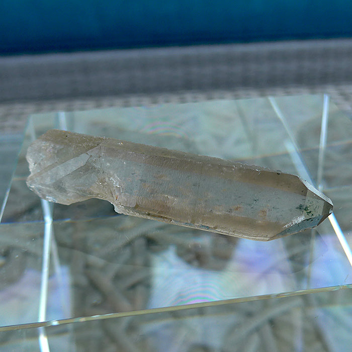 Unpolished Diamond Pane Shadow Lemurian Laser Wand with Anatase