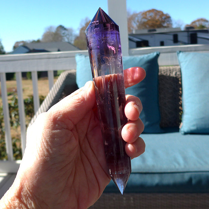 Long Slender 24 Facet Bolivian Ametrine Vogel Wand by David Zhuang