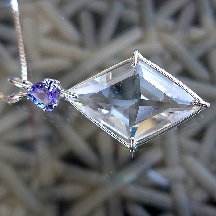 Clear Quartz Ascension Star Pendant with Tanzanite Crown