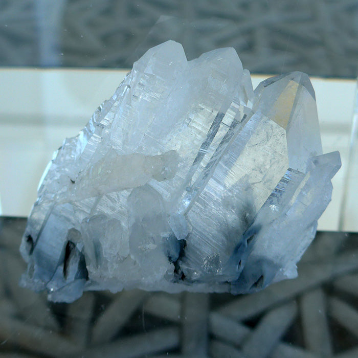 Multi Point Clear Quartz Cluster with Actinolite